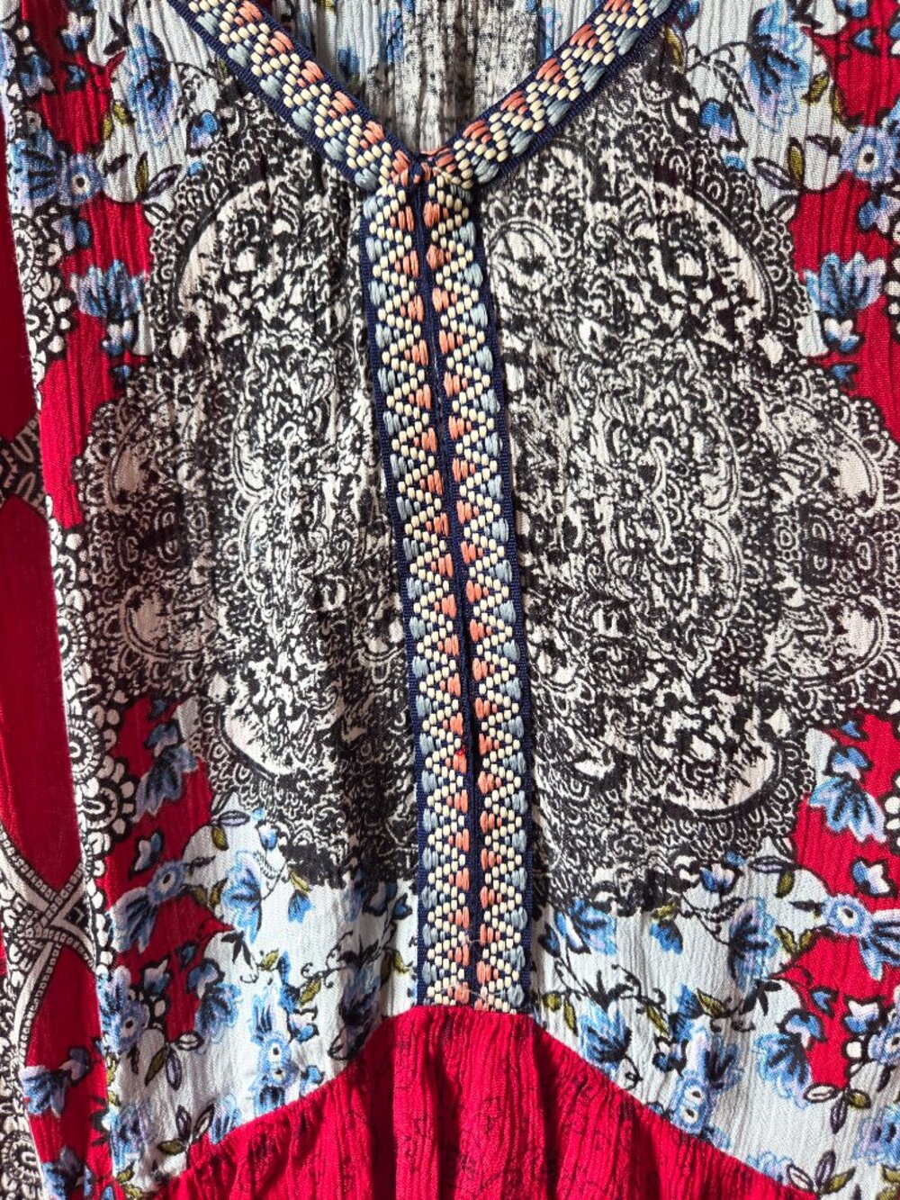 EUC PATRONS OF PEACE BOHO PRINT V NECK RUFFLED HEM TANK TOP SIZE M - Picture 9 of 13